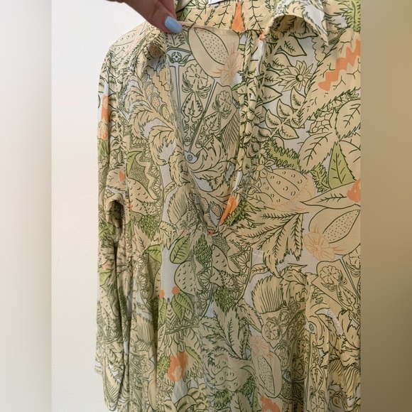 JW Anderson Asymmetric Shirt Dress Pale Blue Green Floral Size US 10 EUC - Picture 10 of 12
